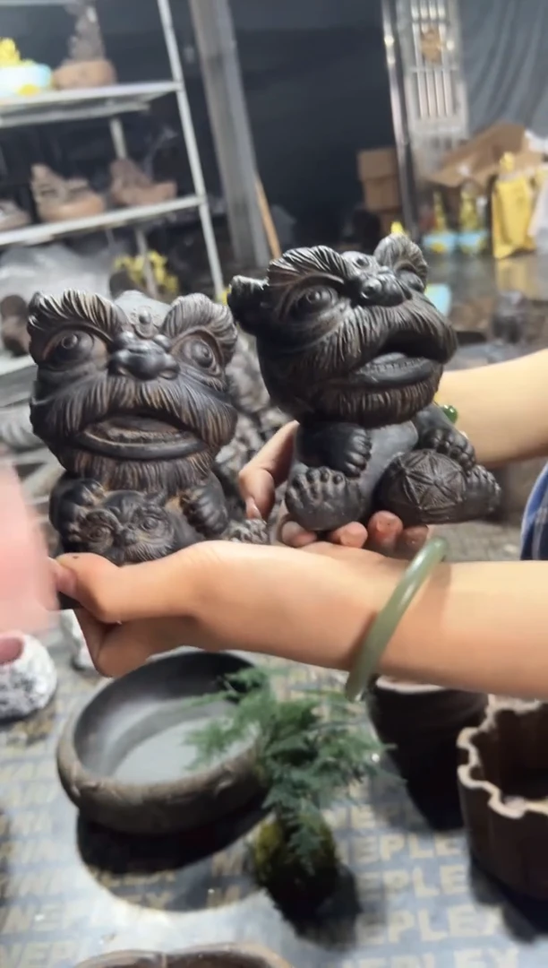 陶土【火山泥】瑞气盈门一对