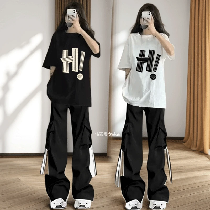 高个子女生学院风休闲套装夏季15-18岁少女初中生潮牌一整套衣服