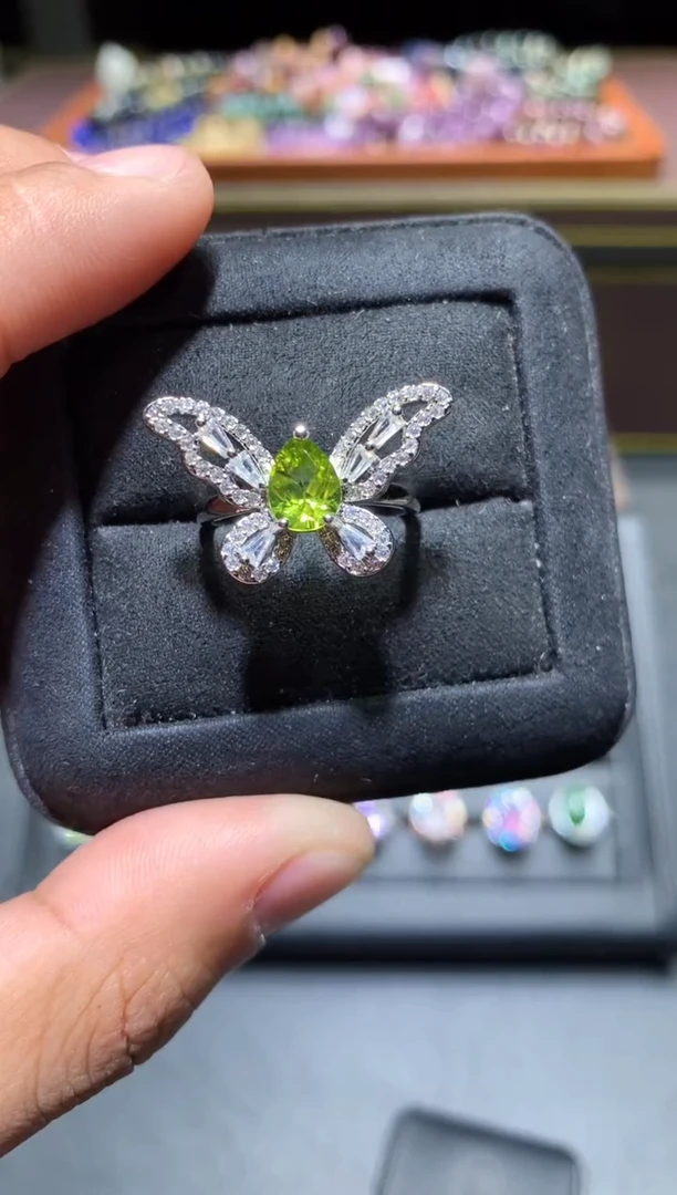 【闪购商品】橄榄石戒指未镶嵌K98【多样性发其一】