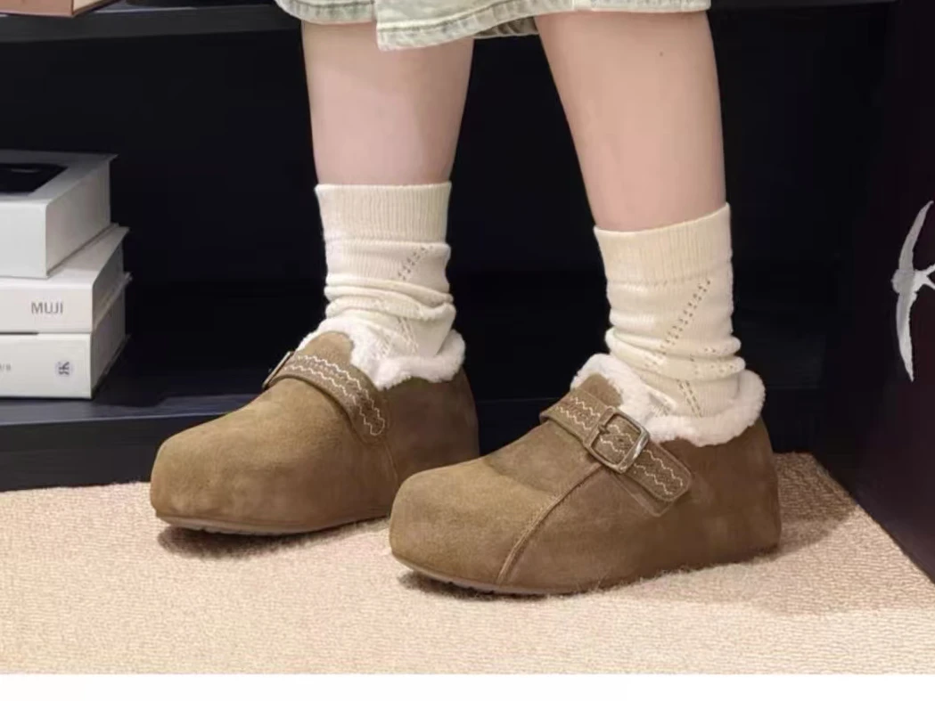 【华小姐】【加棉】秋冬季新款时尚潮流圆头平底透气百搭休闲鞋6616