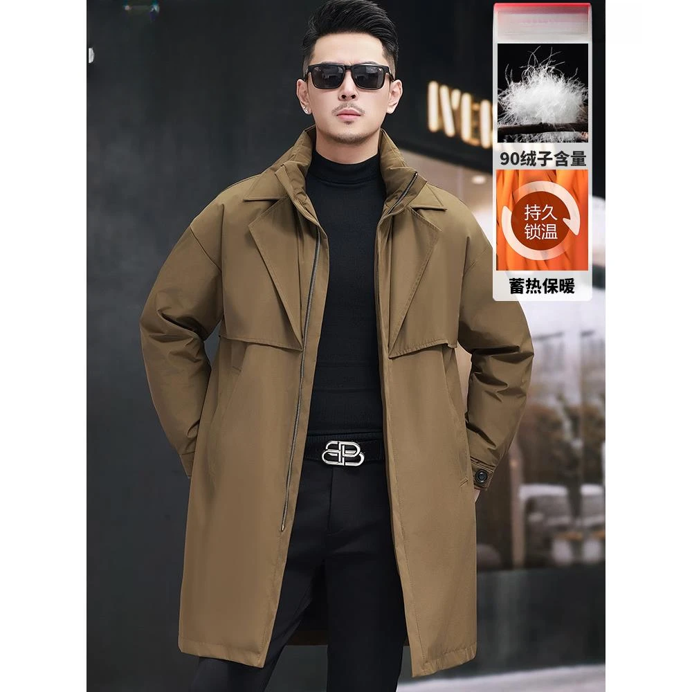 博利凯葆碟长款过膝羽绒服男冬季流行风衣时尚休闲宽松保暖外套