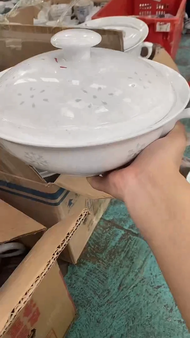 摆件纯白玲珑双耳大品锅