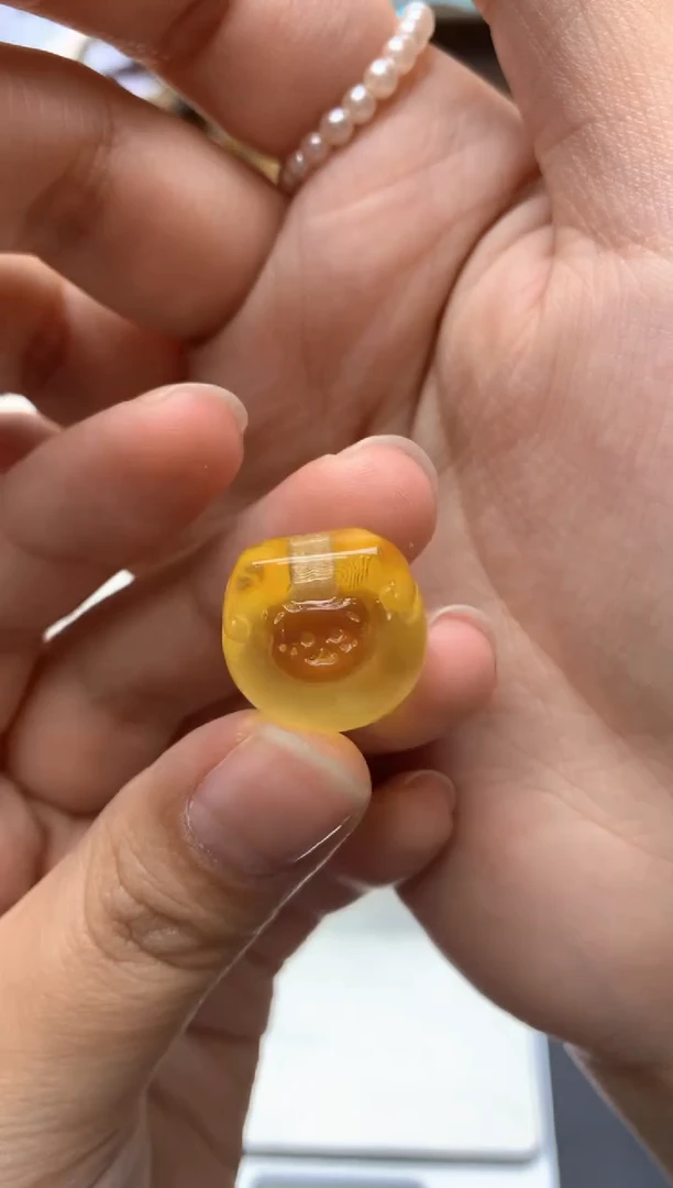 【闪购商品】琥珀珠宝奇石未镶嵌066琥珀蜜蜡花粉有纹小坑介意勿拍