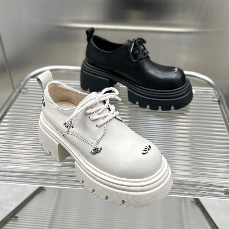 23902-3欧货单鞋女厚底增高真皮松糕爆款休闲时尚小皮鞋