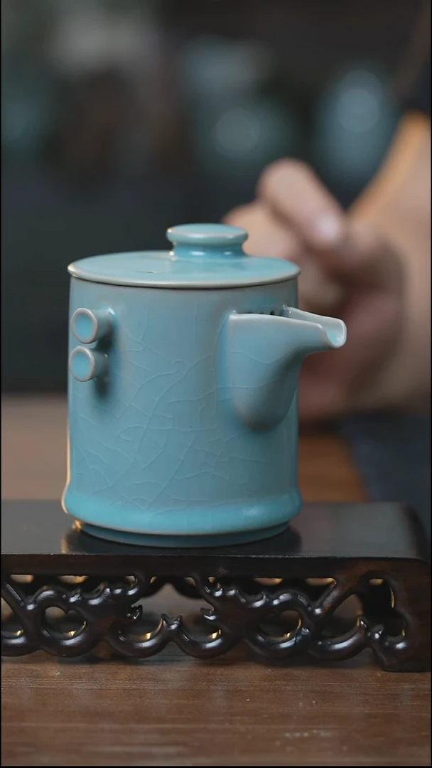 汝瓷 （拾汝）（天青）手抓壶