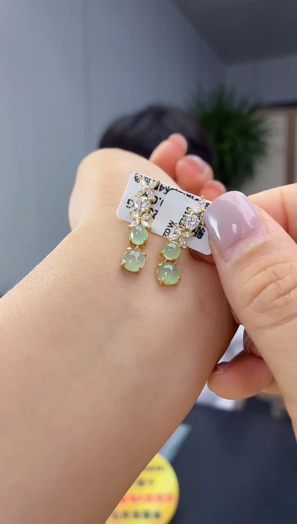 银S925镶嵌翡翠耳饰111111111