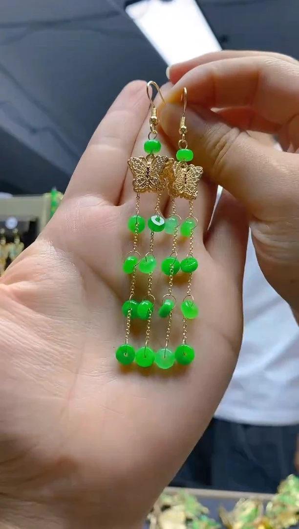 翡翠合金耳饰0130翡翠耳钩