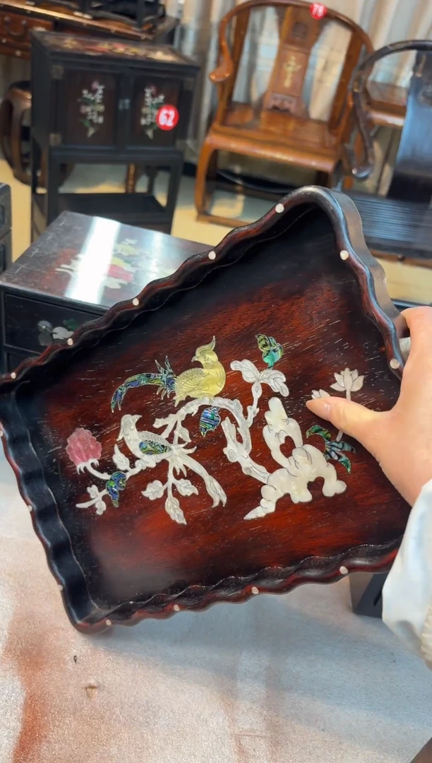 木紫檀木螺钿工艺茶盘