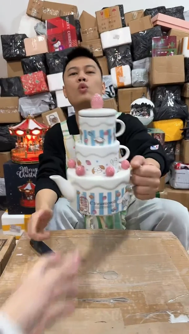 瓷片玉桂狗蛋糕茶壶套组