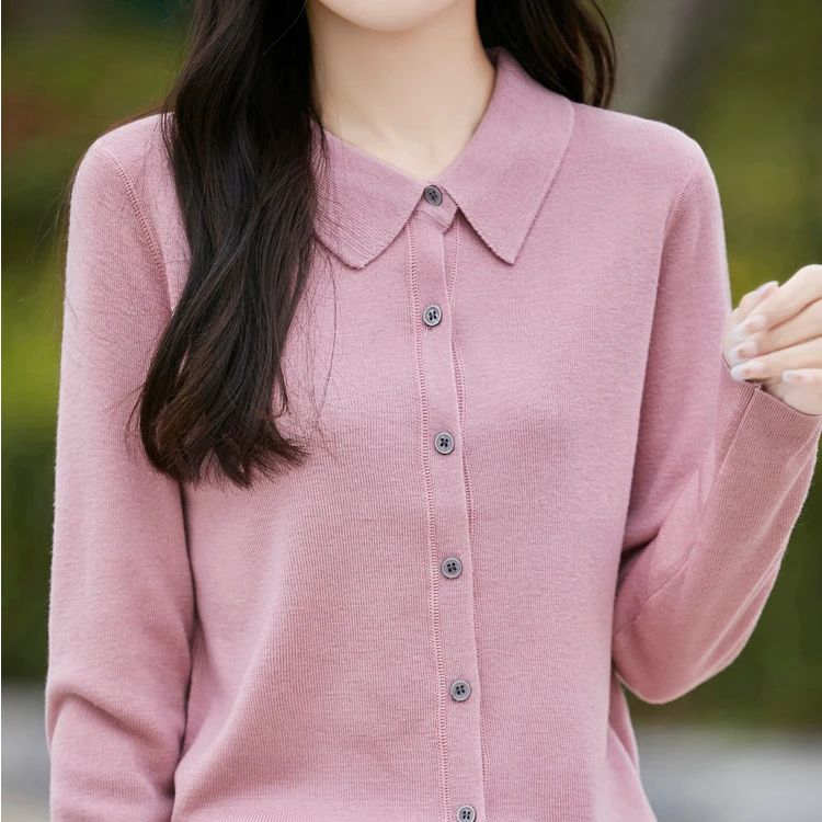 【西绒尔  精纺羊毛】2025新款显瘦针织百搭时尚翻领POLO开衫NJR447