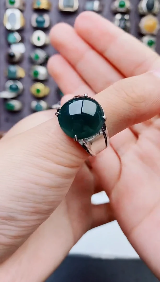 翡翠戒指未镶嵌天然翡翠男戒