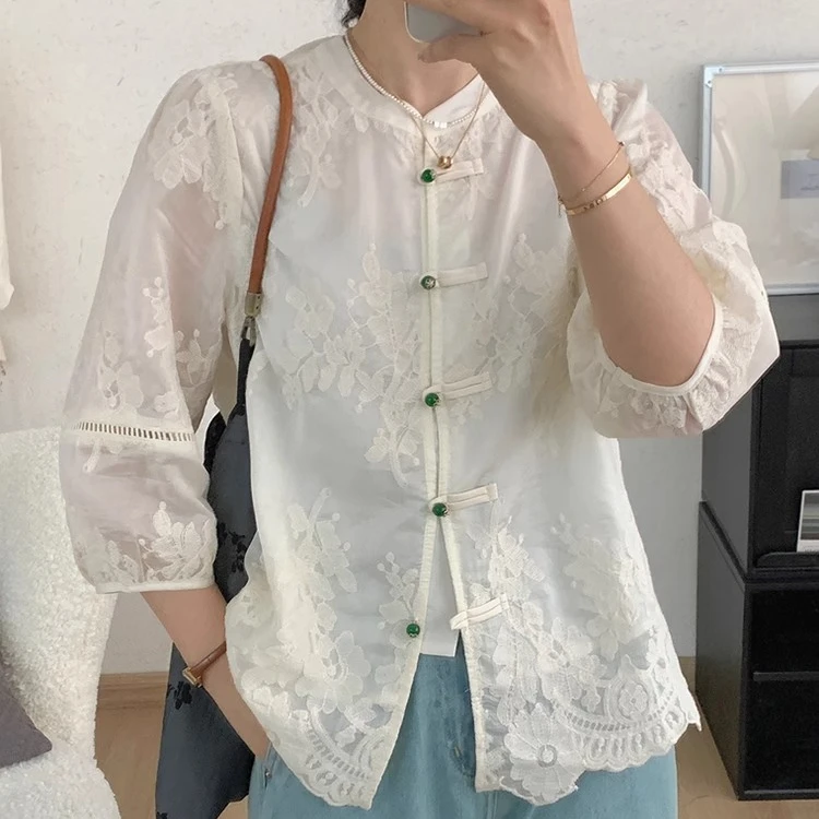 国风衬衫外套女衬衣新款2025爆款宽松显瘦小衫长袖气质新中式上衣