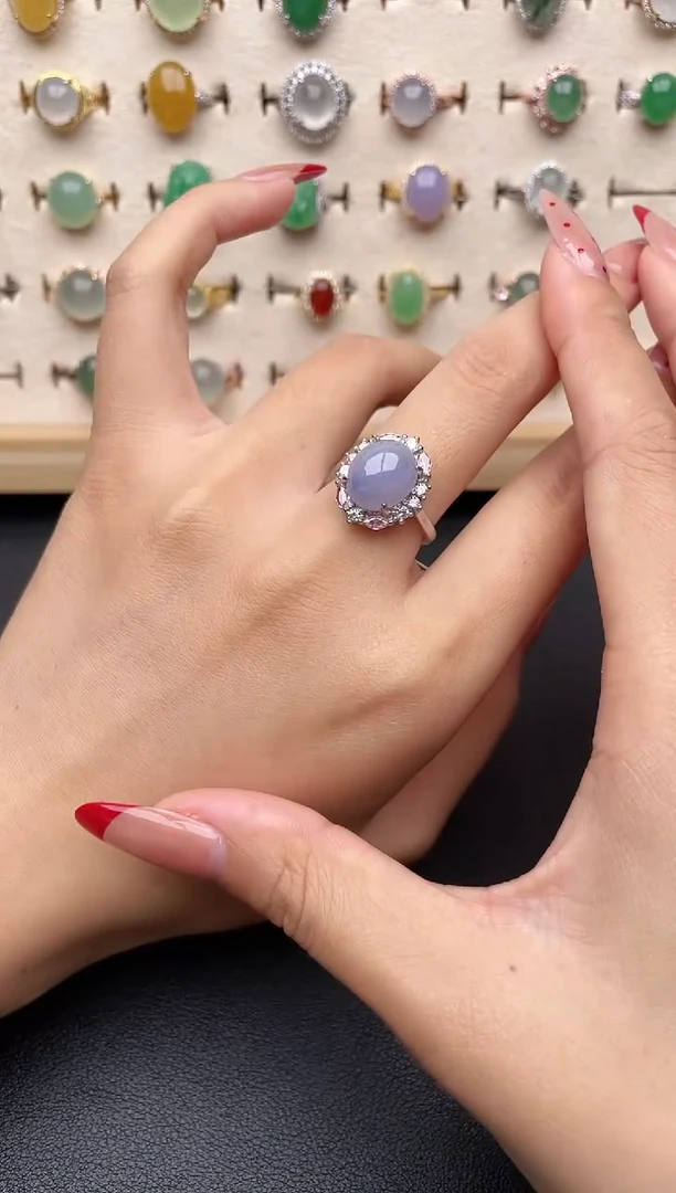 【闪购商品】翡翠戒指银S925镶嵌一物一证一礼盒