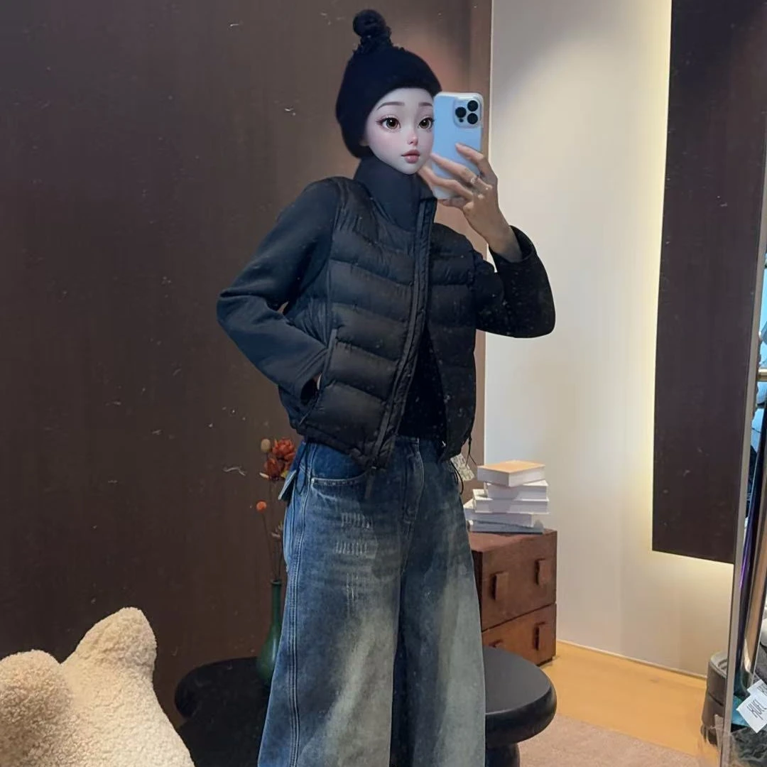 【文乐乐】冬季新款韩版洋气个性拼接款时尚休闲潮流显瘦棉服