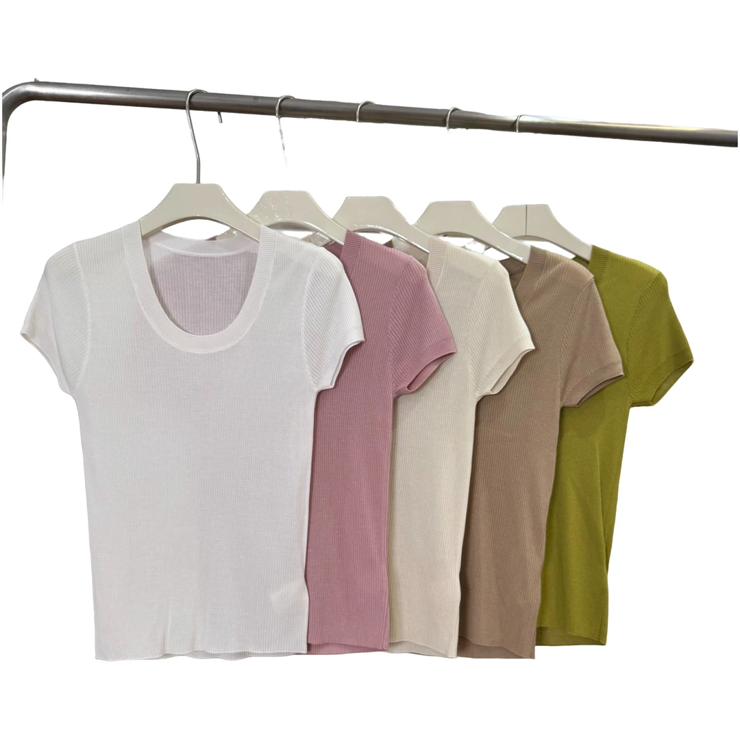 兰嫣（大U领）莱赛尔桑蚕丝 打底衫纯色休闲针织弹力衫Y88016