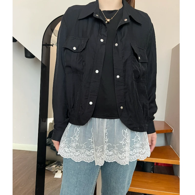 青青·STUDIO〖防晒衬衫〗春款短款显瘦休闲可防晒衬衫外套S25062