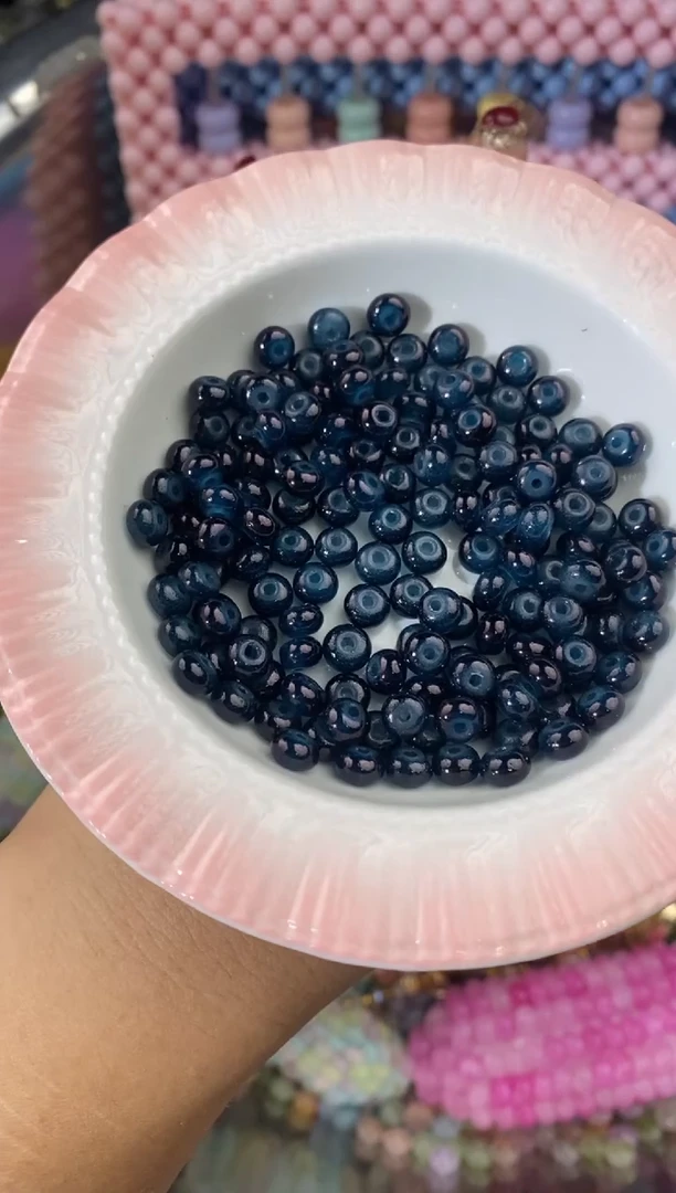 玻璃1471卡6算盘珠玉料150颗孔蓝色