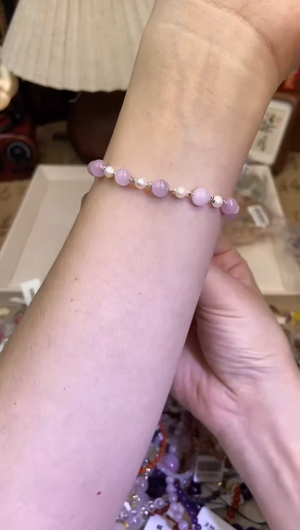 手串锂辉石银S925镶嵌342