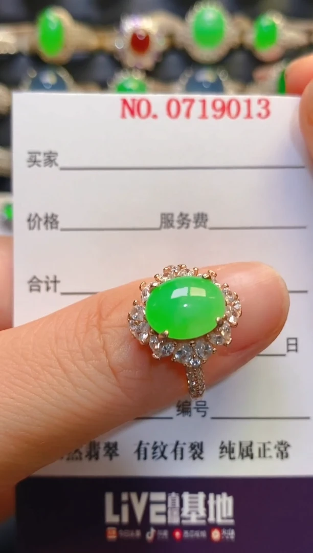 银S925镶嵌翡翠耳饰天然