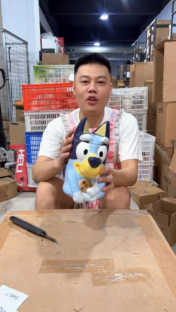 瓷片蓝色布鲁依带盖罐
