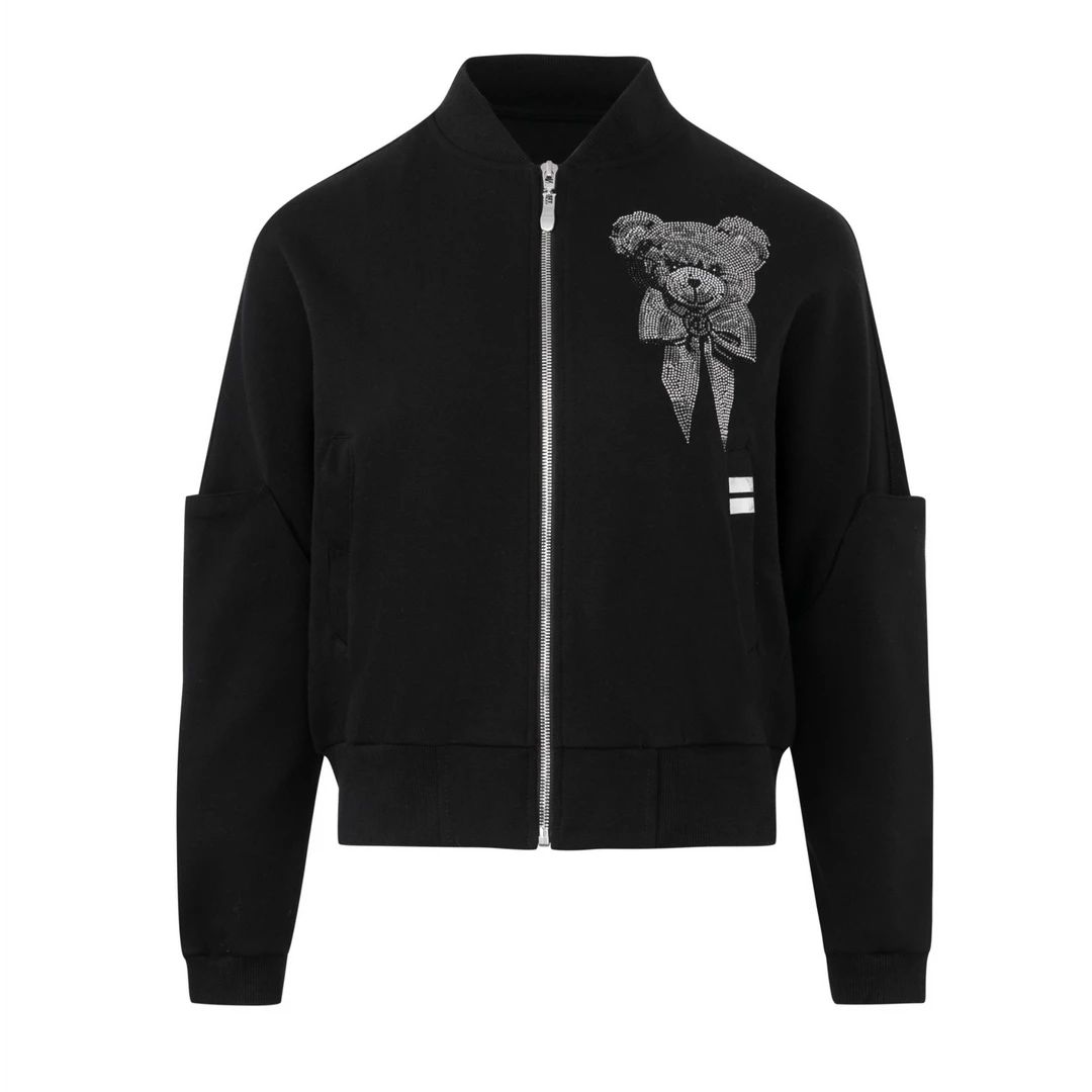 TCH私服烫钻工艺小熊时尚薄拉链衫短外套女T75A17B9023轻奢tch