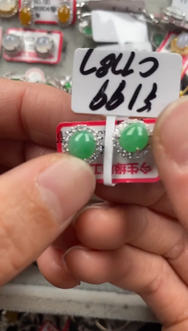 银S925镶嵌戒指翡翠666   10