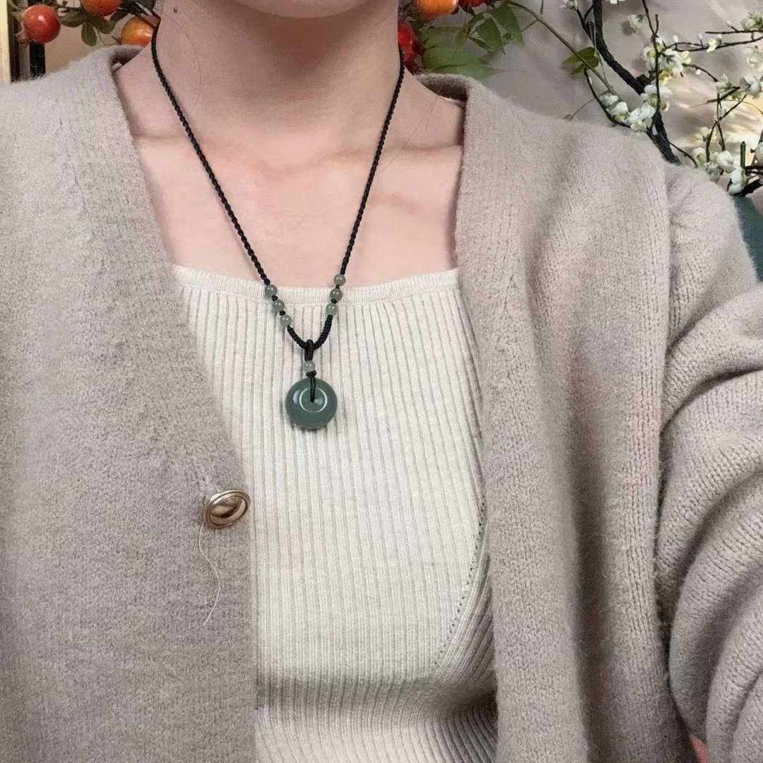 安宁【大华珠宝】天然和田玉 平安扣吊坠项链 男女同款 百搭气质