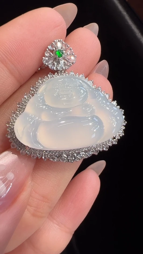 翡翠18K金镶嵌吊坠(不含链)吊坠