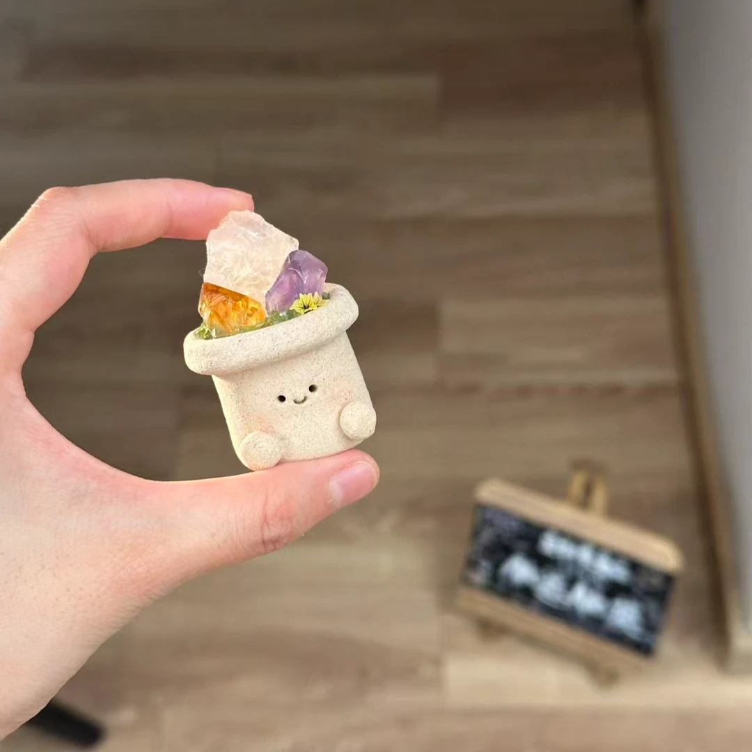 水晶小豆丁可爱大花盆三拼