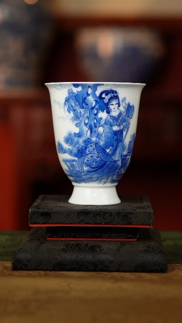全手工手绘  仕女图高脚杯
