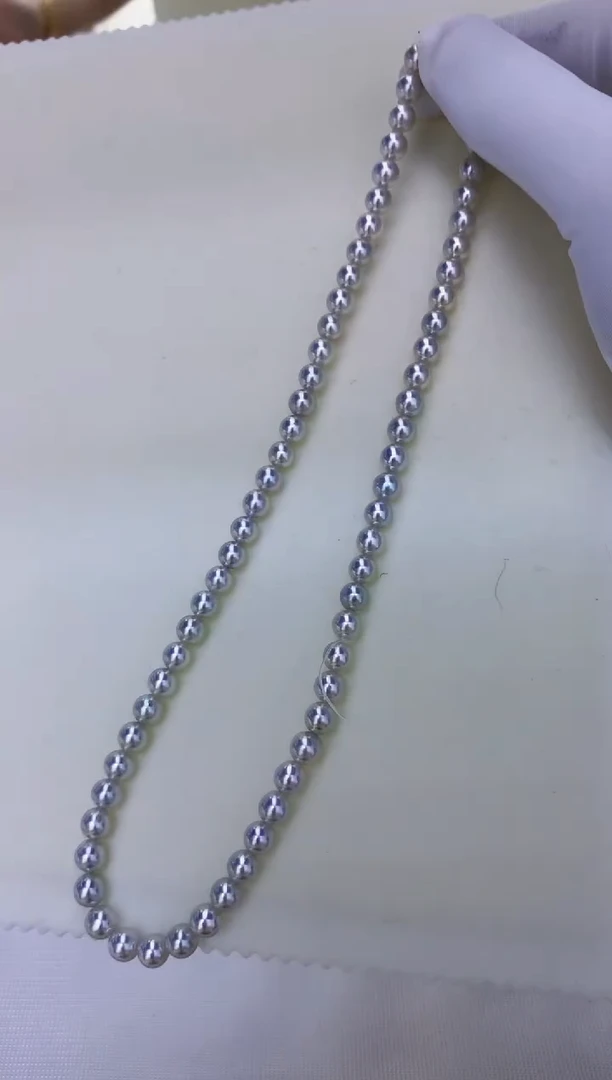 银S925镶嵌饰品海水珍珠5-5.5bluerose满珠链带大证