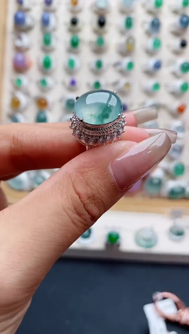 翡翠戒指未镶嵌天然缅甸翡翠A货111 9-10