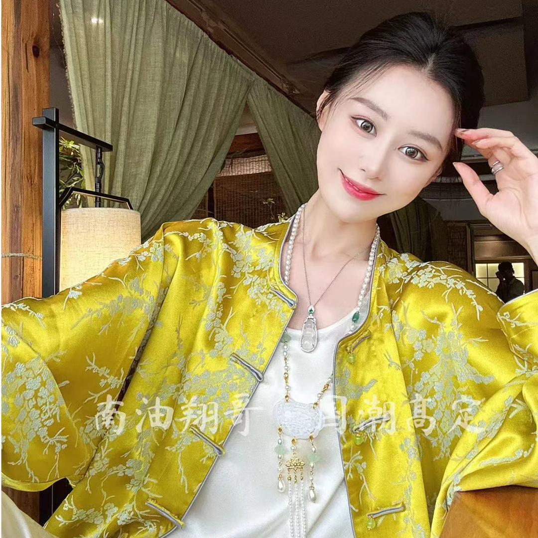 XIANGGE.【折枝梅花】新中式国风花萝提花国风衬衫外套HF-870368