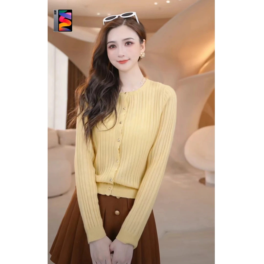 COCO BECCI【金豆子开衫】绵羊毛山羊绒甜美针织衫CFLJC231100