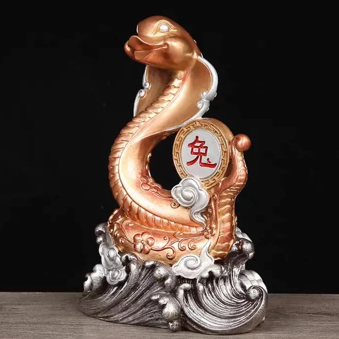 李居明正西大会惠方点睛蛇盘兔摆件