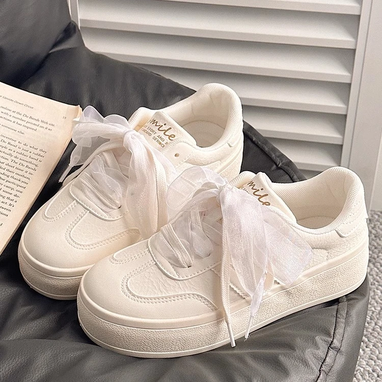 Moleubak板鞋小白鞋女2025新款夏季百搭厚底学生休闲运动板鞋