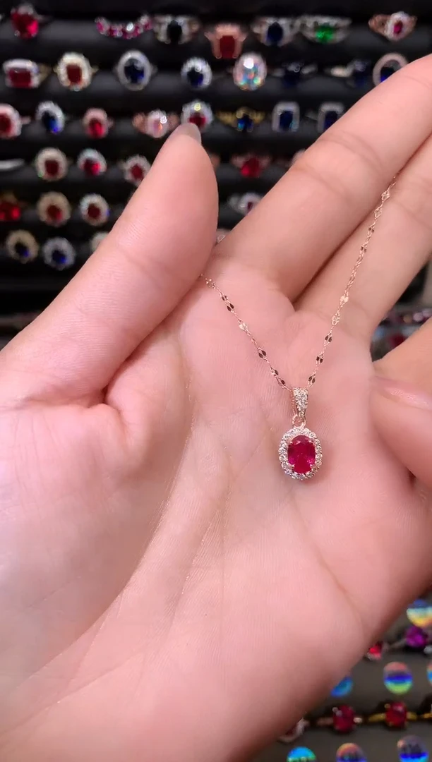 【闪购商品】红宝石吊坠(赠链)银S925镶嵌57