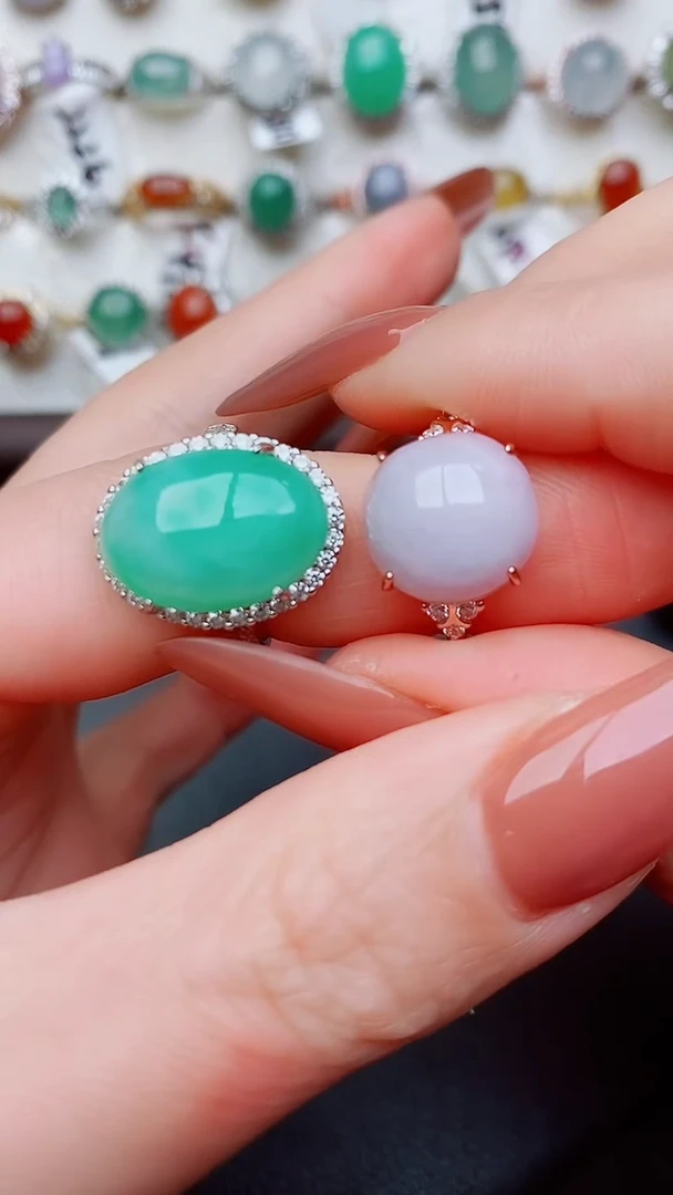 银S925镶嵌戒指翡翠...