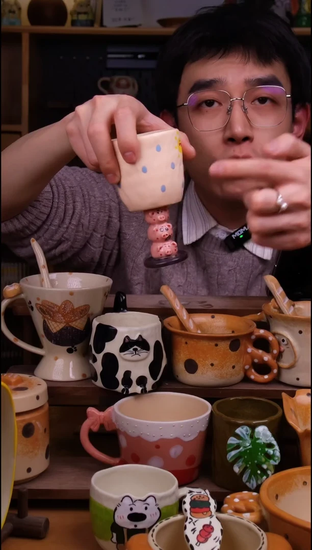 杯子陶景德镇可爱设计师款陶瓷