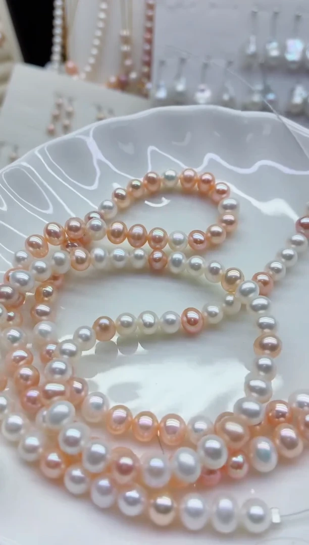 淡水珍珠银S925镶嵌项链多样性发其一，非无暇