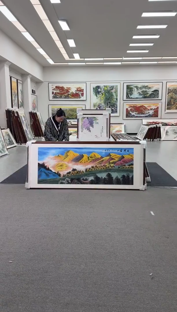 国画手绘  219*88  日照金山