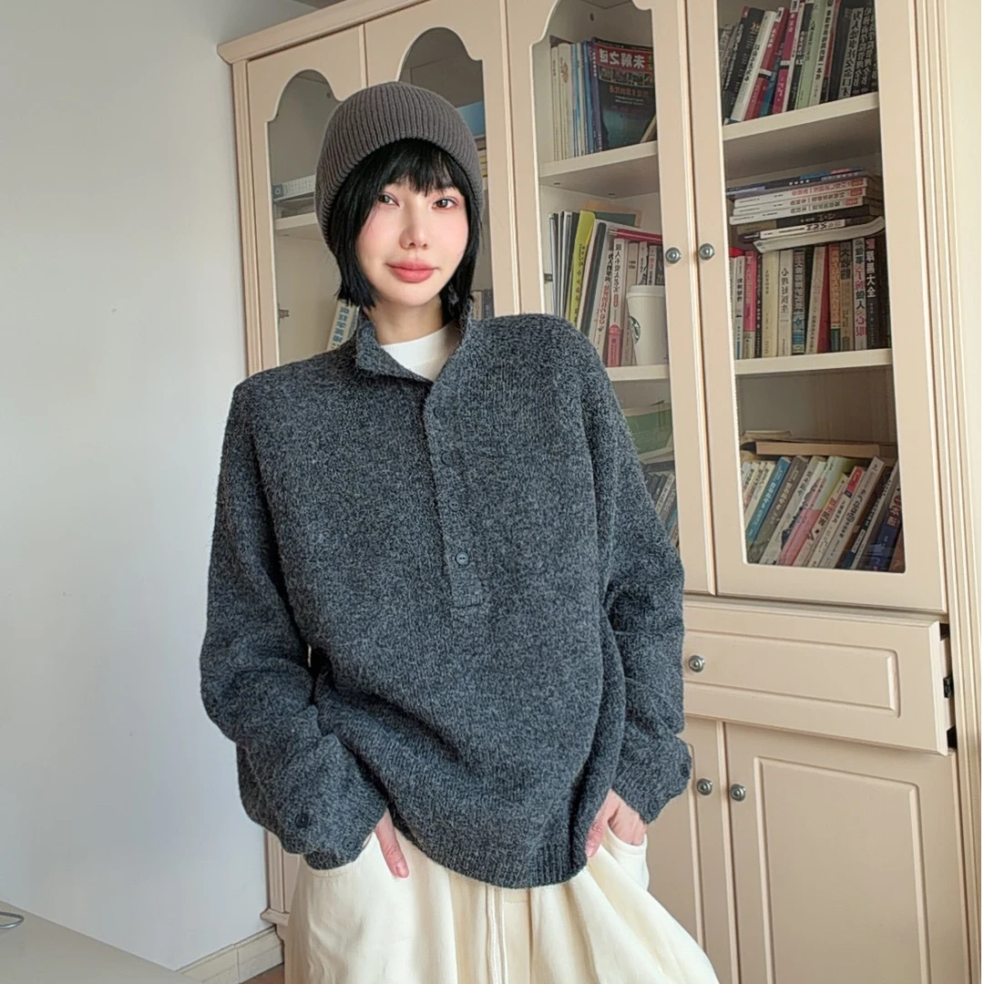 【娃娃专属】polo领半开襟高领毛衣MY2482