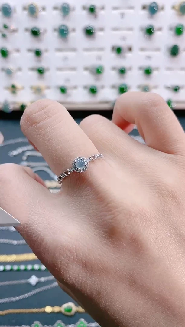 【闪购商品】翡翠戒指银S925镶嵌天然翡翠