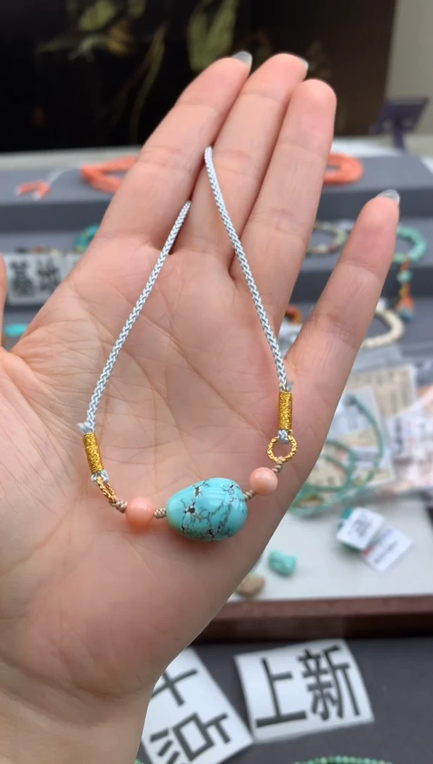 未镶嵌绿松石锁骨链茜.C57