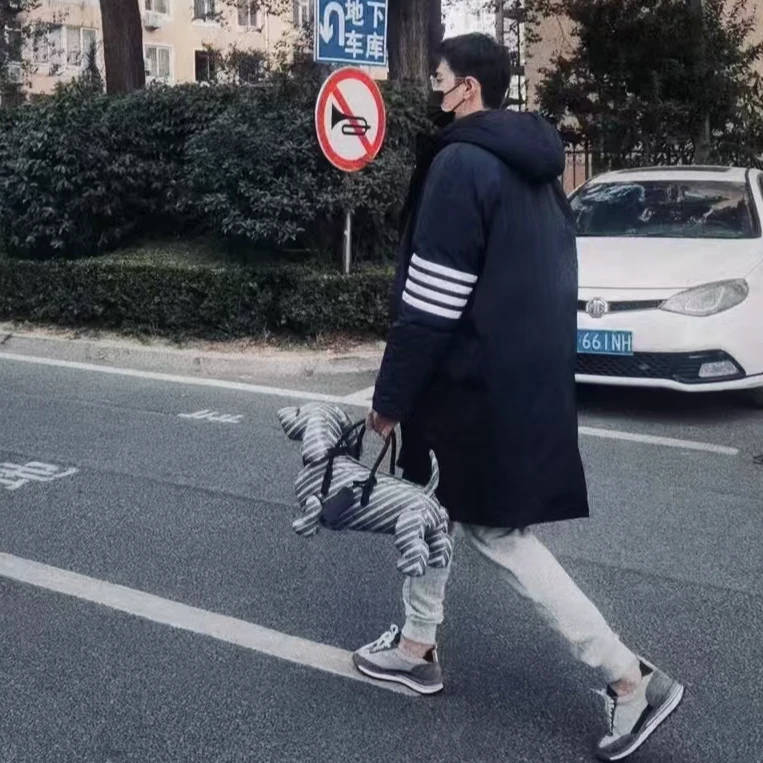 到手四杆T汤老师冬季OS大长款男女款派克服白鹅绒连帽长款宽松(W）