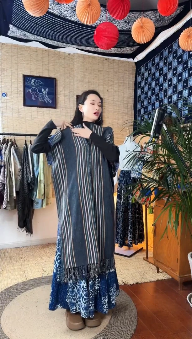 【闪购商品】设计师款条纹流苏衣裙