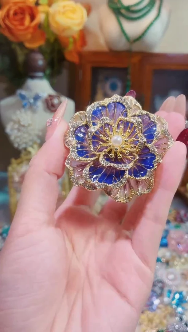 合成立方氧化锆铜合金紫色牡丹花