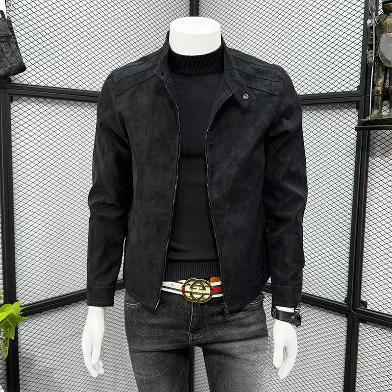 春秋季新款百搭夹克上衣男纯色立领男士外套韩版潮流帅气青年休闲