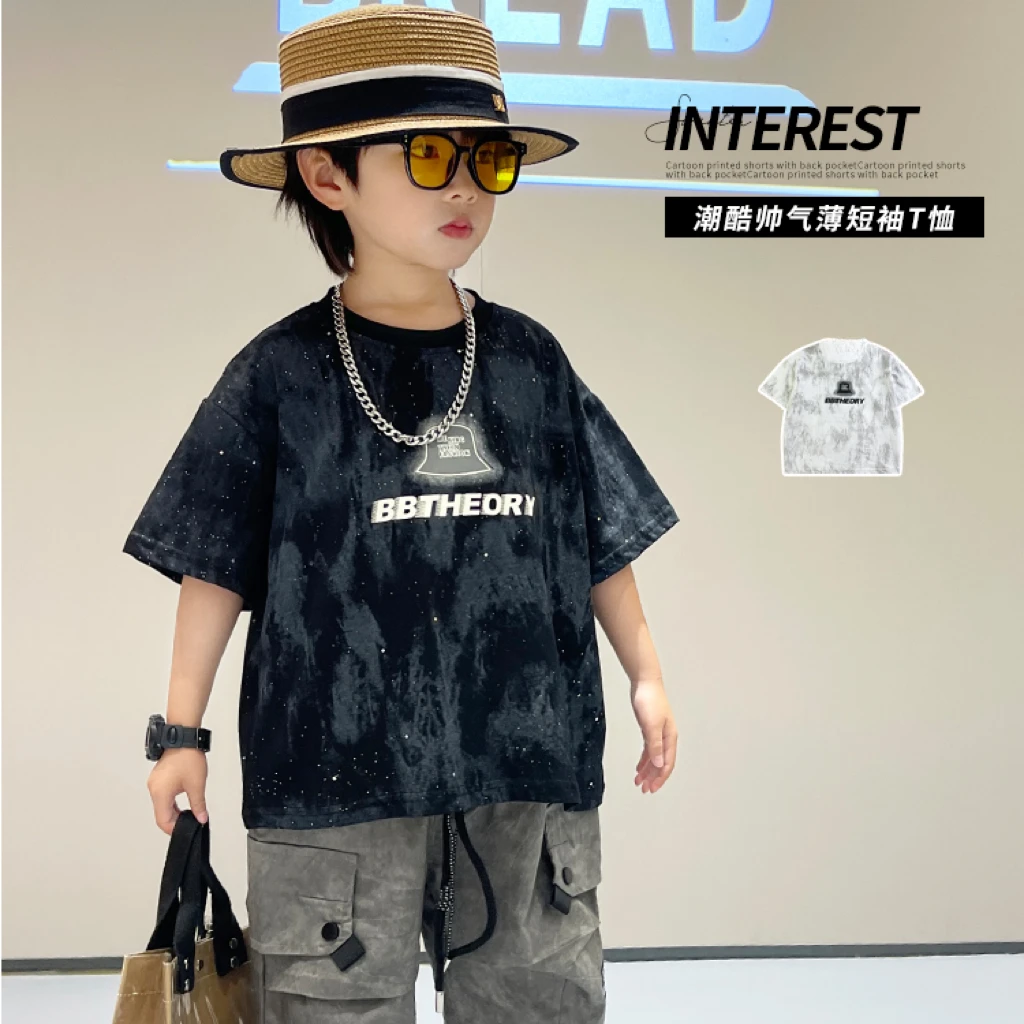 男童夏季短袖T恤新款儿童潮酷扎染韩版上衣宝宝痞帅休闲薄款衣服
