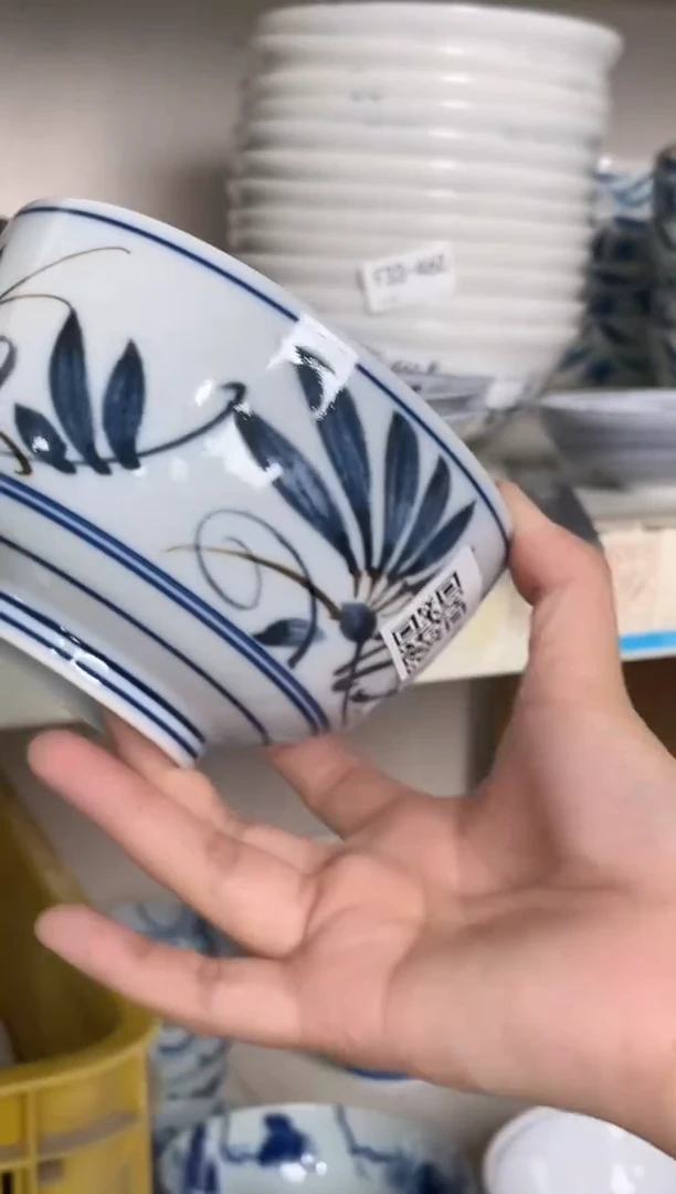 瓷片5英寸古染轮花盖饭碗 微瑕